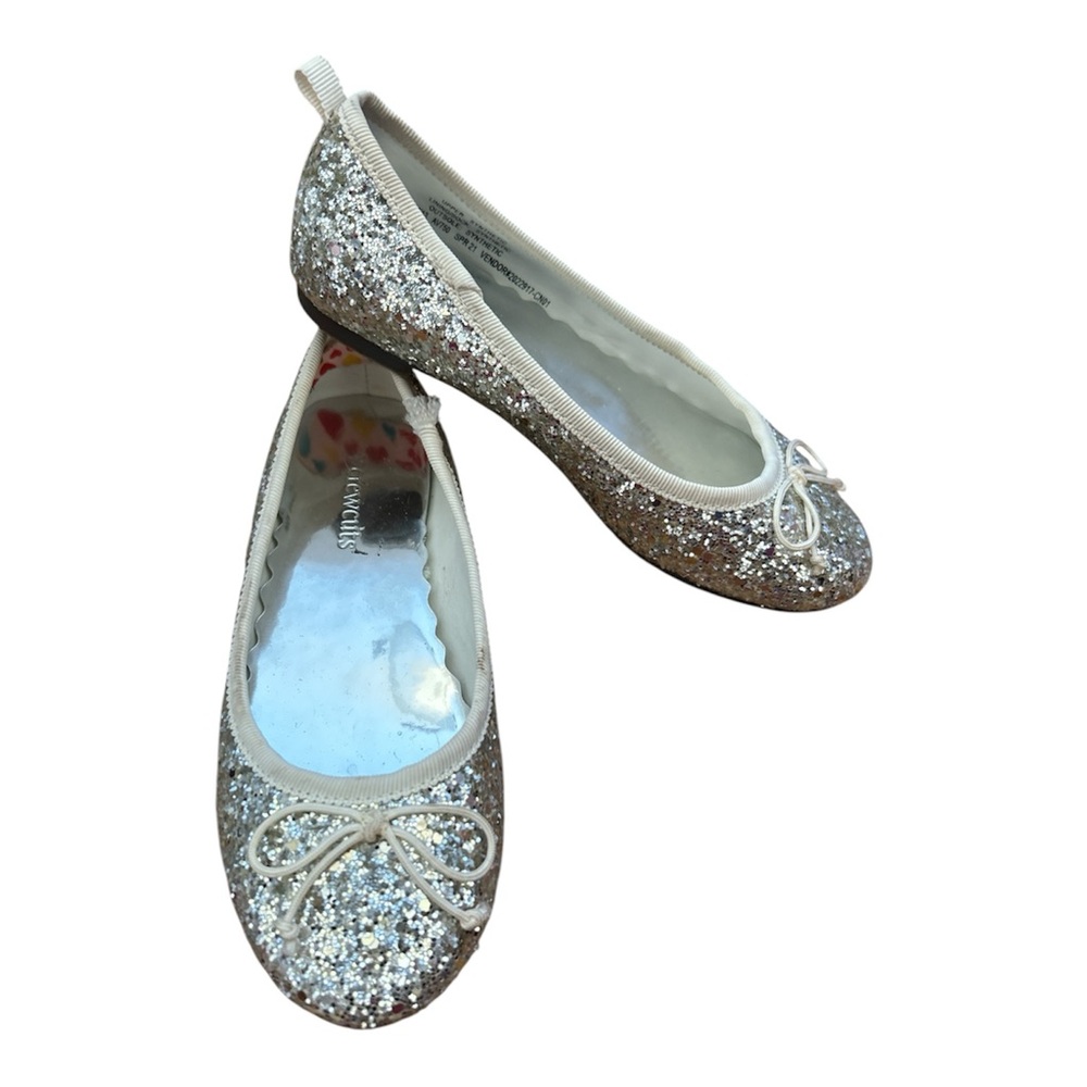 Crewcuts Silver Glitter Ballet Flats with Bow - Girls
